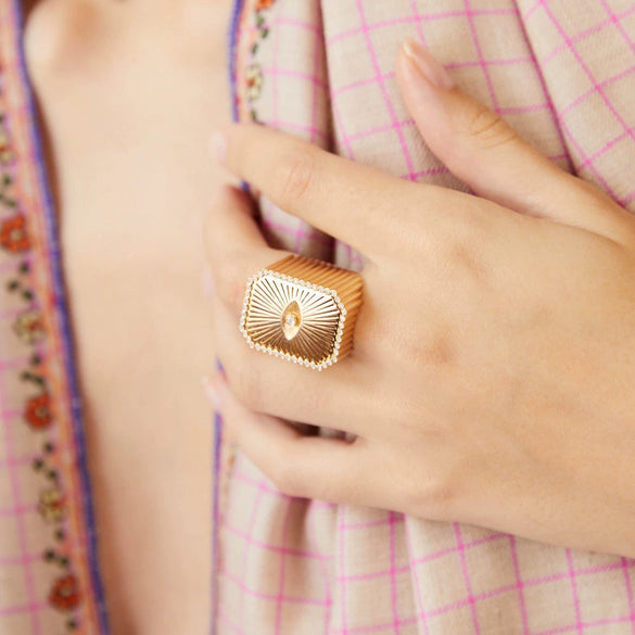 Wholesale Vintage Literature And Art Ring Copper Heart Shape Diamond Design For Women
