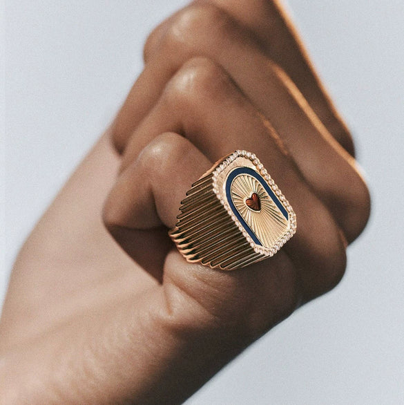 Wholesale Vintage Literature And Art Ring Copper Heart Shape Diamond Design For Women