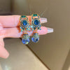 Wholesale Vintage Metal Geometric Design Electroplated Silver Pin Earrings For Women