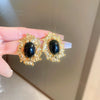 Wholesale Vintage Metal Geometric Design Electroplated Silver Pin Earrings For Women