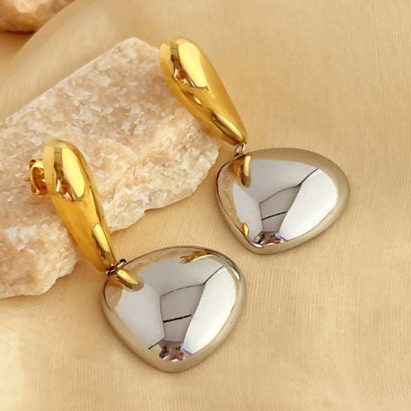 Wholesale Vintage Natural Geometric Stainless Steel 18K Gold Plated Electroplated Water Drop Earrings For Women