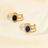 Wholesale Vintage Natural Stone Lapis Lazulio Opening Ring For Women Stainless Steel With 18K Gold Plating And Animal Zodiac Design