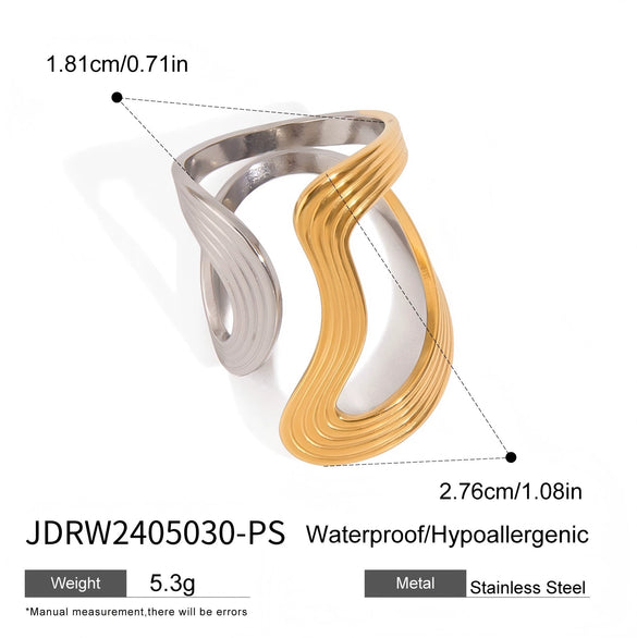 Wholesale Vintage Retro Antique Stainless Steel Geometric Thread Shaped Opening Ring Jewelry With Electroplating