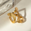 Wholesale Vintage Retro Antique Stainless Steel Geometric Thread Shaped Opening Ring Jewelry With Electroplating