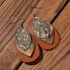 Wholesale Vintage Retro Multi Layer Water Drop Leaf Pu Leather Geometric Earrings