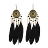 Wholesale Vintage Retro Style Alloy Feather Chain Tassel Earrings With Geometric Pattern And Electroplating For Women