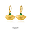 Wholesale Vintage Round Green Zircon Heart Pendant Earrings Stainless Steel Electroplated For Ladies