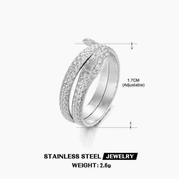 Wholesale Vintage Snakeshaped Stainless Steel Goldplated Women's Ring With Animal Zodiac Style