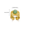 Wholesale Vintage Stainless Steel And Natural Stone Ring With Geometric Pattern And U Shape For Women Electroplated