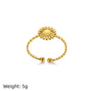 Wholesale Vintage Stainless Steel And Natural Stone Ring With Geometric Pattern And U Shape For Women Electroplated