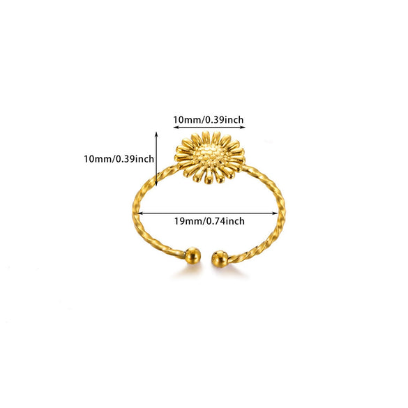 Wholesale Vintage Stainless Steel And Natural Stone Ring With Geometric Pattern And U Shape For Women Electroplated
