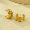 Wholesale Vintage Stainless Steel Cshaped Pleated Texture Electroplated Women's Earrings