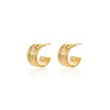 Wholesale Vintage Stainless Steel Cshaped Pleated Texture Electroplated Women's Earrings