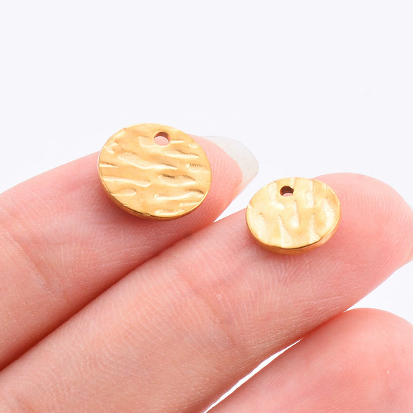 Wholesale Vintage Stainless Steel Embossed Round Diy Earrings Necklace Accessories With Electroplating