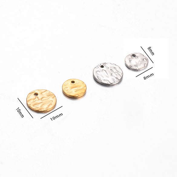 Wholesale Vintage Stainless Steel Embossed Round Diy Earrings Necklace Accessories With Electroplating