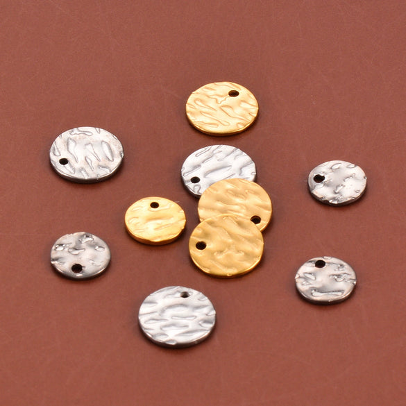 Wholesale Vintage Stainless Steel Embossed Round Diy Earrings Necklace Accessories With Electroplating