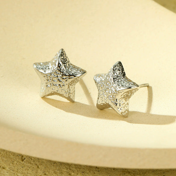 Wholesale Vintage Stainless Steel Fivepointed Star Pattern Earrings With Electroplating For Women
