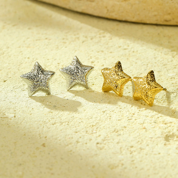 Wholesale Vintage Stainless Steel Fivepointed Star Pattern Earrings With Electroplating For Women