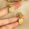Wholesale Vintage Stainless Steel Geometric Devil Eyes Earrings Plated 18K Gold