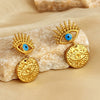 Wholesale Vintage Stainless Steel Geometric Devil Eyes Earrings Plated 18K Gold