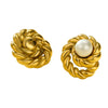 Wholesale Vintage Stainless Steel Gold Earrings Round With Inlaid Pearls Electroplated For Women