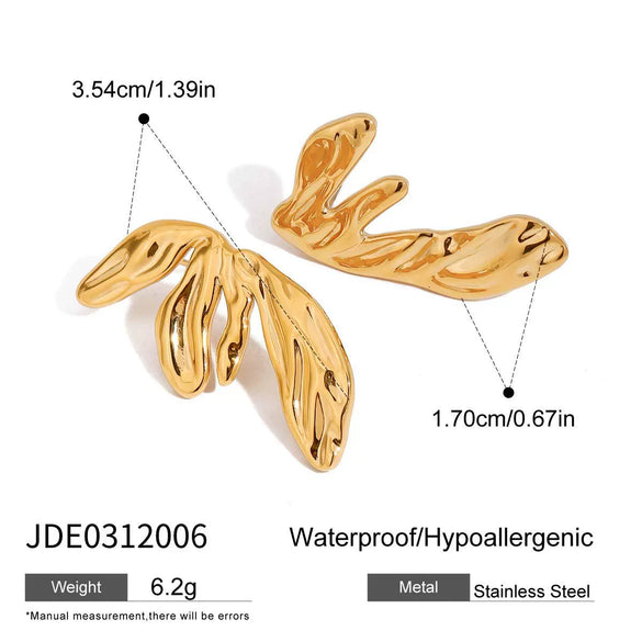 Wholesale Vintage Stainless Steel Hammered Leaf Earrings For Women