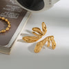Wholesale Vintage Stainless Steel Hammered Leaf Earrings For Women