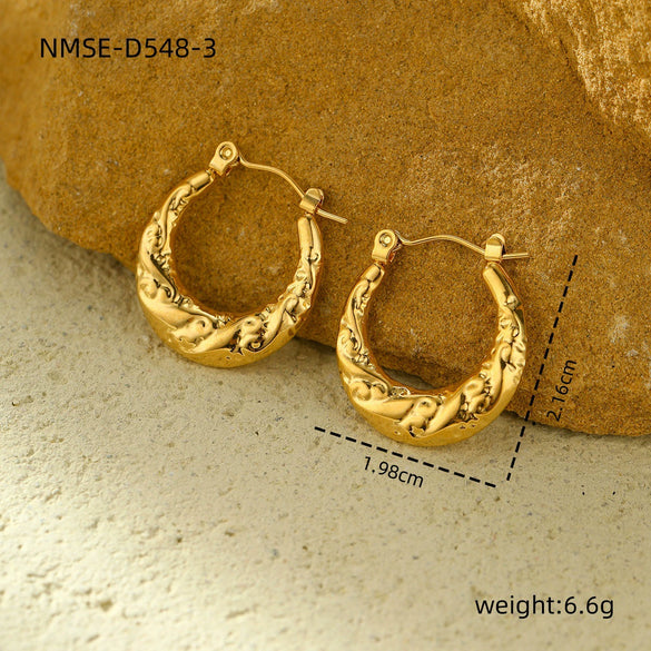Wholesale Vintage Stainless Steel Hollow Geometric Earrings With Electroplating For Women