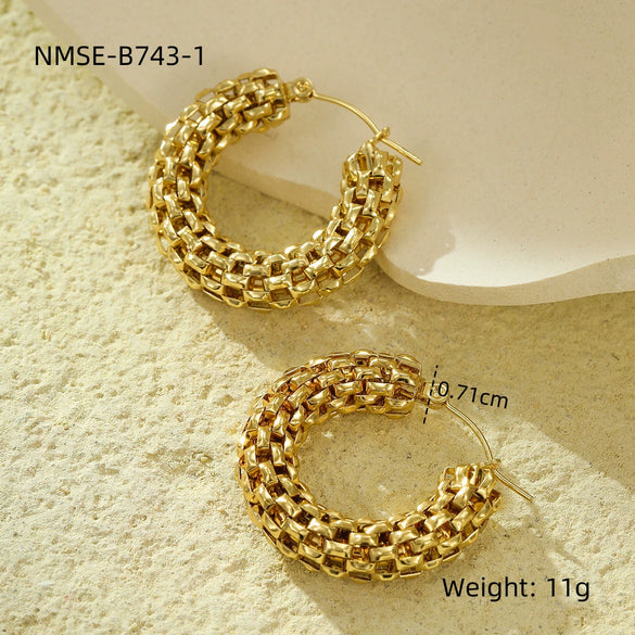 Wholesale Vintage Stainless Steel Hollow Geometric Earrings With Electroplating For Women