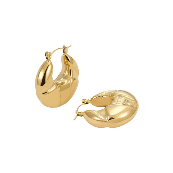 Wholesale Vintage Stainless Steel Hollow Geometric Earrings With Electroplating For Women