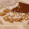 Wholesale Vintage Stainless Steel 18K Gold Plated Micro Inlaid Zircon Irregular Geometric Women's Earrings With Electroplating Treatment