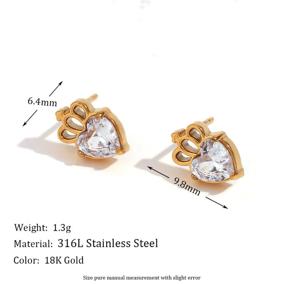 Wholesale Vintage Stainless Steel 18K Gold Plated Micro Inlaid Zircon Irregular Geometric Women's Earrings With Electroplating Treatment