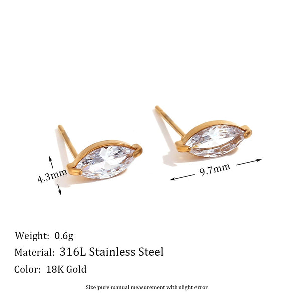 Wholesale Vintage Stainless Steel 18K Gold Plated Micro Inlaid Zircon Irregular Geometric Women's Earrings With Electroplating Treatment