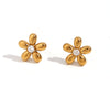 Wholesale Vintage Stainless Steel 18K Gold Plated Micro Inlaid Zircon Irregular Geometric Women's Earrings With Electroplating Treatment