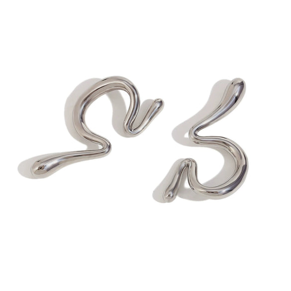 Wholesale Vintage Stainless Steel 18K Gold Plated Micro Inlaid Zircon Irregular Geometric Women's Earrings With Electroplating Treatment