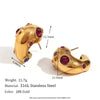 Wholesale Vintage Stainless Steel 18K Gold Plated Micro Inlaid Zircon Irregular Geometric Women's Earrings With Electroplating Treatment