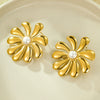 Wholesale Vintage Stainless Steel 18K Gold Plated Sunflower Pearl Women's Earrings