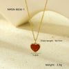 Wholesale Vintage Stainless Steel 18K Heart Shaped Pendant Necklace And Earrings Set Inlaid With Red Agate And Natural Pearl For Women With Electroplating Treatment