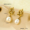 Wholesale Vintage Stainless Steel Knot Pendant Pearl Earrings With Electroplating For Women