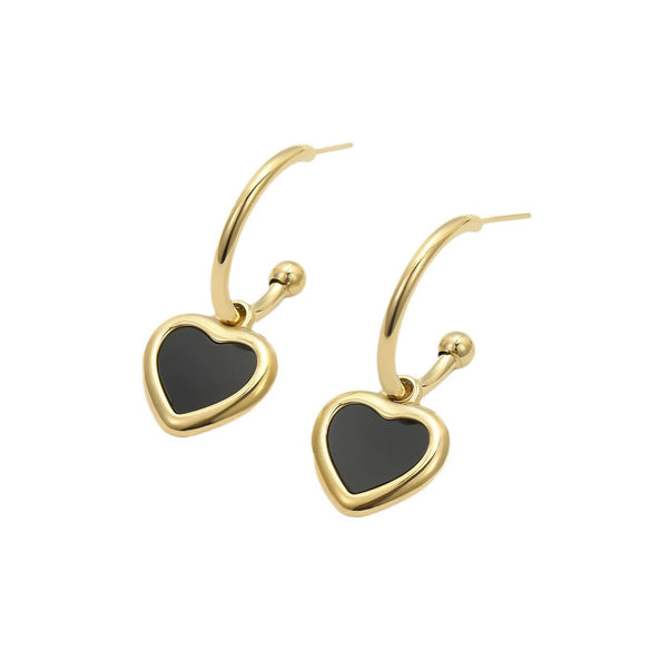 Wholesale Vintage Stainless Steel Love Pendant Earrings With Electroplating For Women