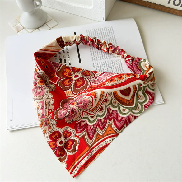 Wholesale Vintage Stretch Elastic Cloth Geometric Wrap Triangle Headscarf Hair Band For Women