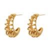 Wholesale Vintage Style Cshaped Springshaped Titanium Steel 18K Goldplated Women's Bracelet And Earrings