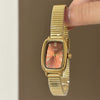 Wholesale Vintage Style Golden Quartz Watch For Women With Alloy Case And Stainless Steel Strap