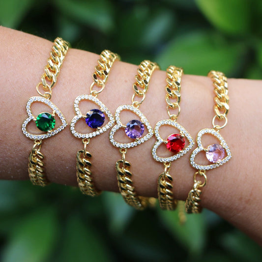 Wholesale Vintage Style Heart Shaped Copper Gold Plated Micro Inlaid Zircon Women's Bracelet