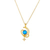 Vintage Style Moon Titanium Steel Plating 18k Gold Plated Pendant Necklace