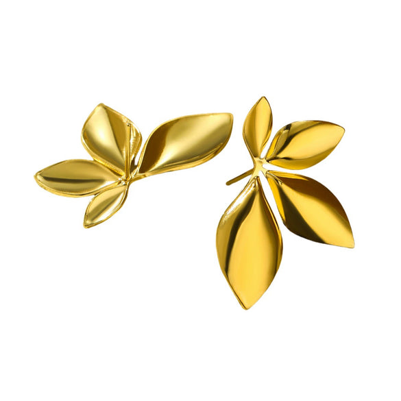 Wholesale Vintage Style Petal Leaf Earrings Stainless Steel 18K Gold Plated