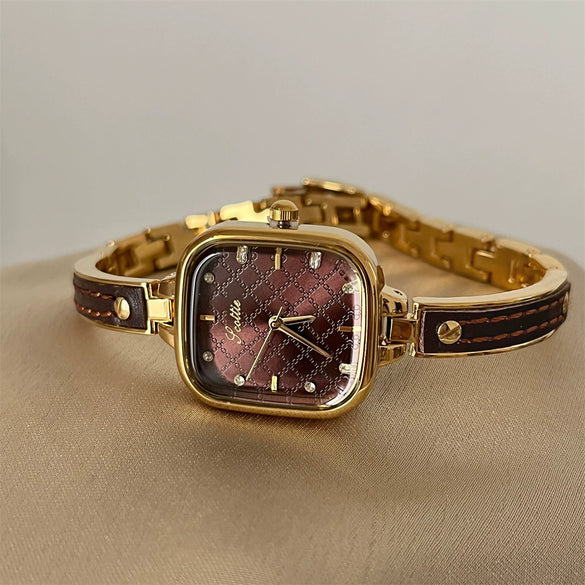 Wholesale Vintage Style Rhombus And Square Shaped Alloy Ladies Watch With Jewelry Buckle And Screwdown Crown