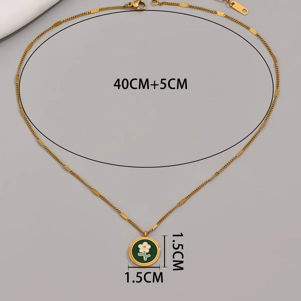 Wholesale Jewelry Vintage Style Simple Style Sunflower 304 Stainless Steel Titanium Steel 18K Gold Plated Plating Pendant Necklace