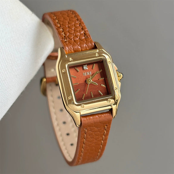 Wholesale Vintage Style Square Dial Women's Watch With Super Fiber Strap And Alloy Case
