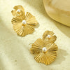 Wholesale Vintage Style Stainless Steel Electroplated Irregular Pleated Flowers Earrings
